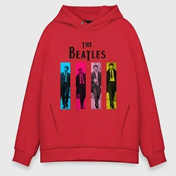 Толстовка оверсайз мужская Walking Beatles, цвет: красный