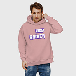 Толстовка оверсайз мужская Twitch Gamer, цвет: пыльно-розовый — фото 2