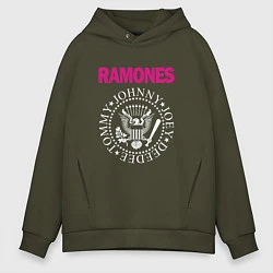 Толстовка оверсайз мужская Ramones Boyband, цвет: хаки