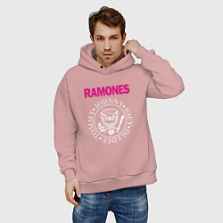 Толстовка оверсайз мужская Ramones Boyband, цвет: пыльно-розовый — фото 2