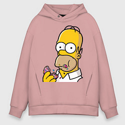 Толстовка оверсайз мужская Гомер с Пончиком, цвет: пыльно-розовый
