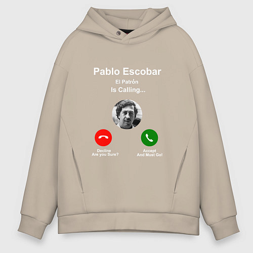 Мужское худи оверсайз Escobar is calling / Миндальный – фото 1