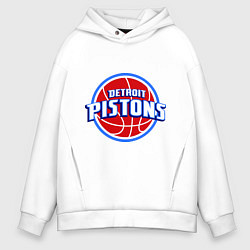 Толстовка оверсайз мужская Detroit Pistons - logo, цвет: белый