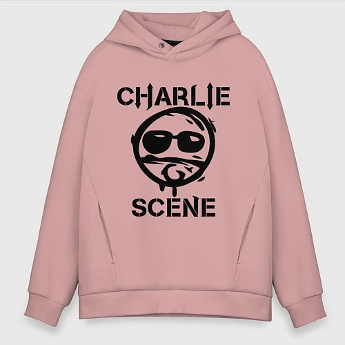 Мужское худи оверсайз HU: Charlie Scene / Пыльно-розовый – фото 1