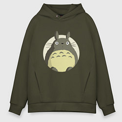 Толстовка оверсайз мужская Тоторо удивленный, цвет: хаки