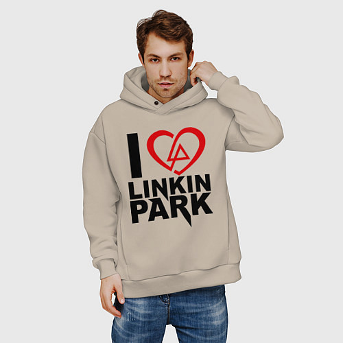 Мужское худи оверсайз I love Linkin Park / Миндальный – фото 3