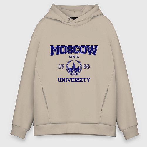 Мужское худи оверсайз MGU Moscow University / Миндальный – фото 1