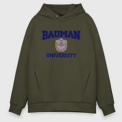 Толстовка оверсайз мужская BAUMAN University, цвет: хаки