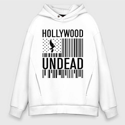 Толстовка оверсайз мужская Hollywood Undead: flag, цвет: белый