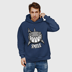 Толстовка оверсайз мужская Shark Smile, цвет: тёмно-синий — фото 2