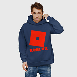 Толстовка оверсайз мужская Roblox Logo, цвет: тёмно-синий — фото 2
