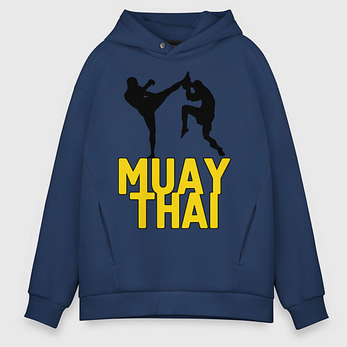 Мужское худи оверсайз Muay Thai / Тёмно-синий – фото 1