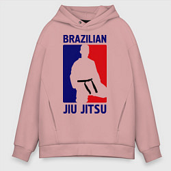 Толстовка оверсайз мужская Brazilian Jiu jitsu, цвет: пыльно-розовый