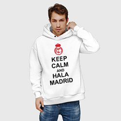 Толстовка оверсайз мужская Keep Calm & Hala Madrid, цвет: белый — фото 2