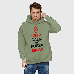 Толстовка оверсайз мужская Keep Calm & Forza Milan, цвет: авокадо — фото 2