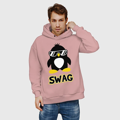 Мужское худи оверсайз SWAG Penguin / Пыльно-розовый – фото 3