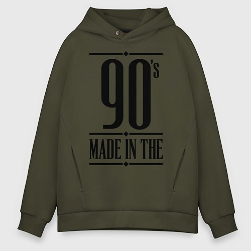 Мужское худи оверсайз Made in the 90s / Хаки – фото 1