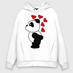 Толстовка оверсайз мужская Поцелуй панды: для него, цвет: белый