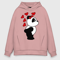 Толстовка оверсайз мужская Поцелуй панды: для нее цвета пыльно-розовый — фото 1
