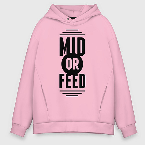 Мужское худи оверсайз Mid or feed / Светло-розовый – фото 1