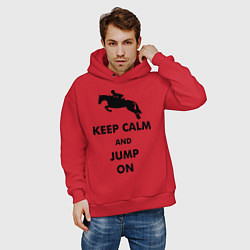 Толстовка оверсайз мужская Keep Calm & Jump On цвета красный — фото 2
