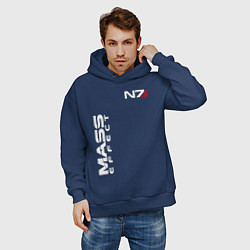 Толстовка оверсайз мужская MASS EFFECT N7, цвет: тёмно-синий — фото 2