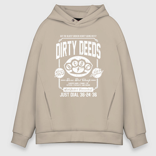 Мужское худи оверсайз AC/DC: Dirty Deeds / Миндальный – фото 1