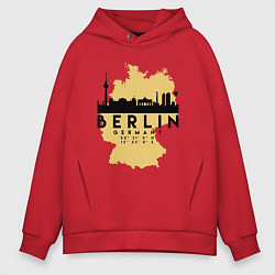 Толстовка оверсайз мужская Берлин - Германия, цвет: красный