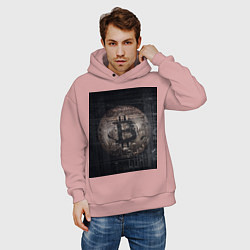 Толстовка оверсайз мужская Биткойн, цвет: пыльно-розовый — фото 2