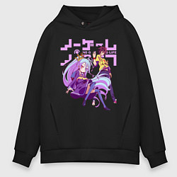 Толстовка оверсайз мужская No Game No Life, цвет: черный