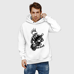 Толстовка оверсайз мужская Punks not dead - motto, цвет: белый — фото 2