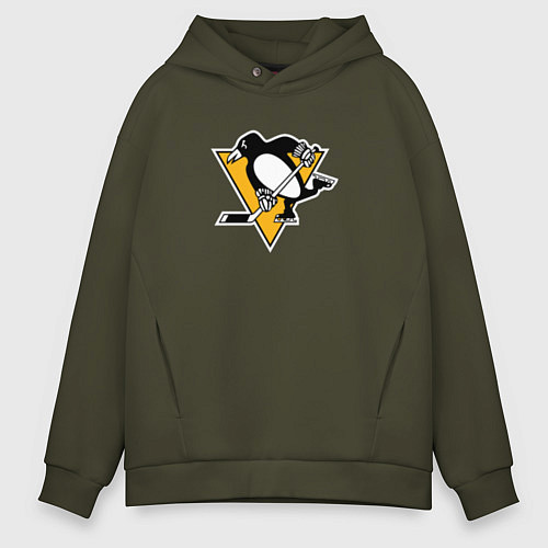 Мужское худи оверсайз Pittsburgh Penguins: Evgeni Malkin / Хаки – фото 1