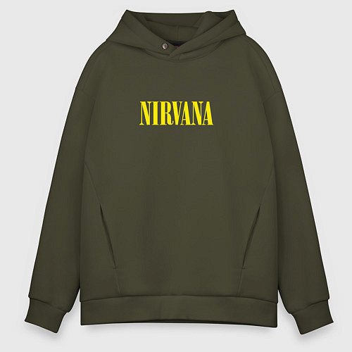 Мужское худи оверсайз Nirvana Нирвана Логотип / Хаки – фото 1