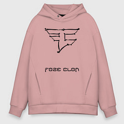 Толстовка оверсайз мужская Cs:go - Faze Clan Skull, цвет: пыльно-розовый