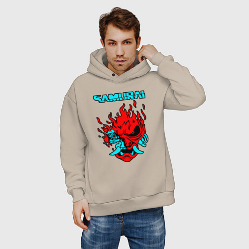 Мужское худи оверсайз SAMURAI KEANU REEVES / Миндальный – фото 3