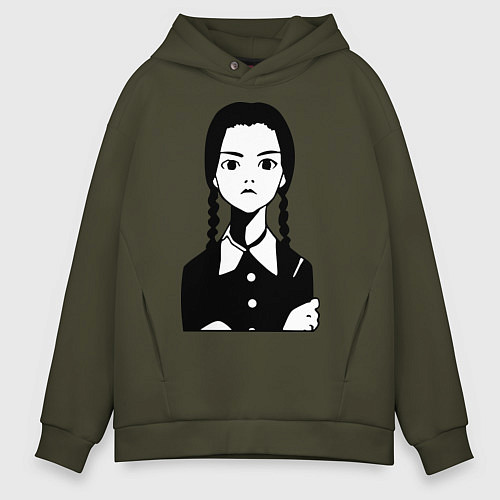 Мужское худи оверсайз Wednesday Addams / Хаки – фото 1