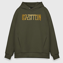 Толстовка оверсайз мужская Led Zeppelin, цвет: хаки