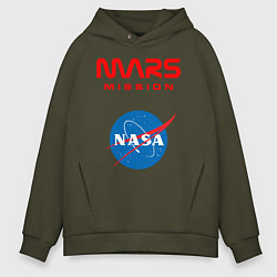 Толстовка оверсайз мужская Nasa Mars mission, цвет: хаки