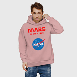 Толстовка оверсайз мужская Nasa Mars mission, цвет: пыльно-розовый — фото 2