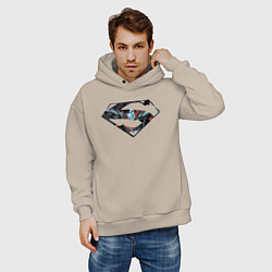 Толстовка оверсайз мужская Superman, цвет: миндальный — фото 2