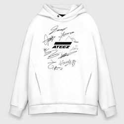 Толстовка оверсайз мужская Ateez автографы, цвет: белый