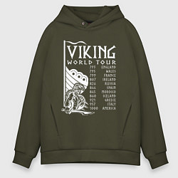 Толстовка оверсайз мужская Viking world tour, цвет: хаки