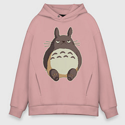Толстовка оверсайз мужская Грустный Тоторо, цвет: пыльно-розовый