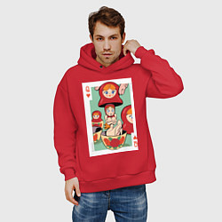 Толстовка оверсайз мужская Матрешка, цвет: красный — фото 2