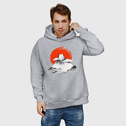 Толстовка оверсайз мужская Гора Фудзияма, цвет: меланж — фото 2
