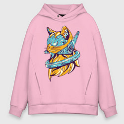 Толстовка оверсайз мужская Техно Кот, цвет: светло-розовый