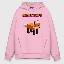 Толстовка оверсайз мужская Minecraft - лиса, цвет: светло-розовый