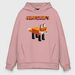 Толстовка оверсайз мужская Minecraft - лиса, цвет: пыльно-розовый