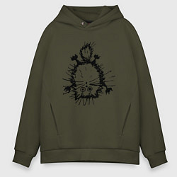 Толстовка оверсайз мужская Котик, цвет: хаки