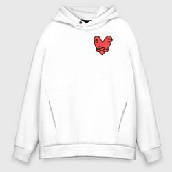 Толстовка оверсайз мужская Сердечко, цвет: белый